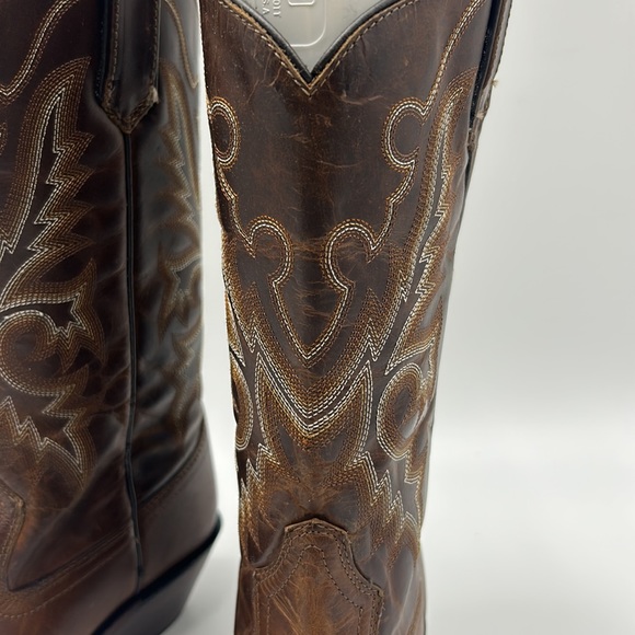 GYPSY ROSE BOOT WOMEN SIZE 7.5 COWBOY BROWN LEATHER EMBROIDERED SHIP TOP - Picture 4 of 9